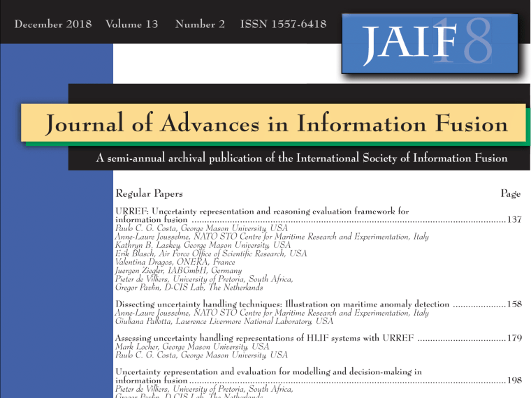 JAIF Volume 13 Issue 2 cover